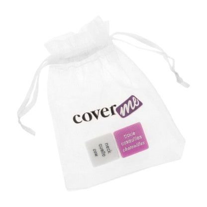 Joc erotic pentru cupluri COVERME Erotic Dice, include 2 zaruri cu provocări și părți ale corpului, culoare alb/mov