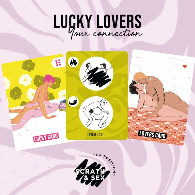 Joc erotic pentru cupluri SEXITIVE Lucky Lovers Your Connection, include 3 zaruri și 13 cartonașe răzuibile (LGBTQ)