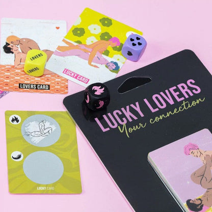Joc erotic pentru cupluri SEXITIVE Lucky Lovers Your Connection, include 3 zaruri și 13 cartonașe răzuibile (LGBTQ)