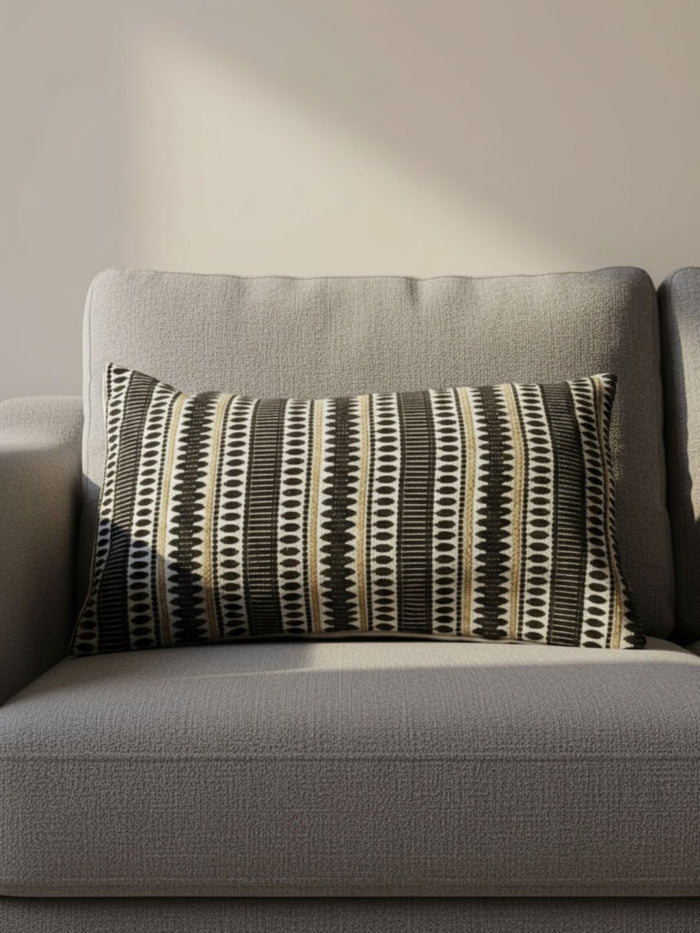 Indiehaat | Pure Cotton Jaquard Pillow Cover Black