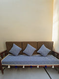 Indiehaat | Cotton Sofa Throw & Cushion Cover Blue
