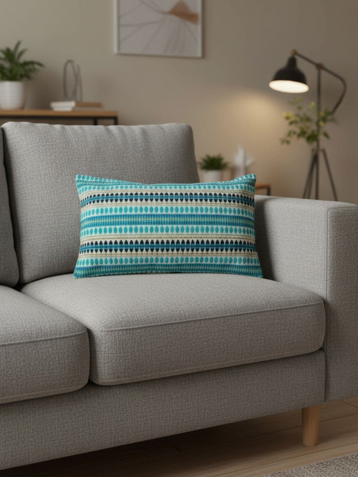 Indiehaat | Pure Cotton Jaquard Pillow Cover Blue