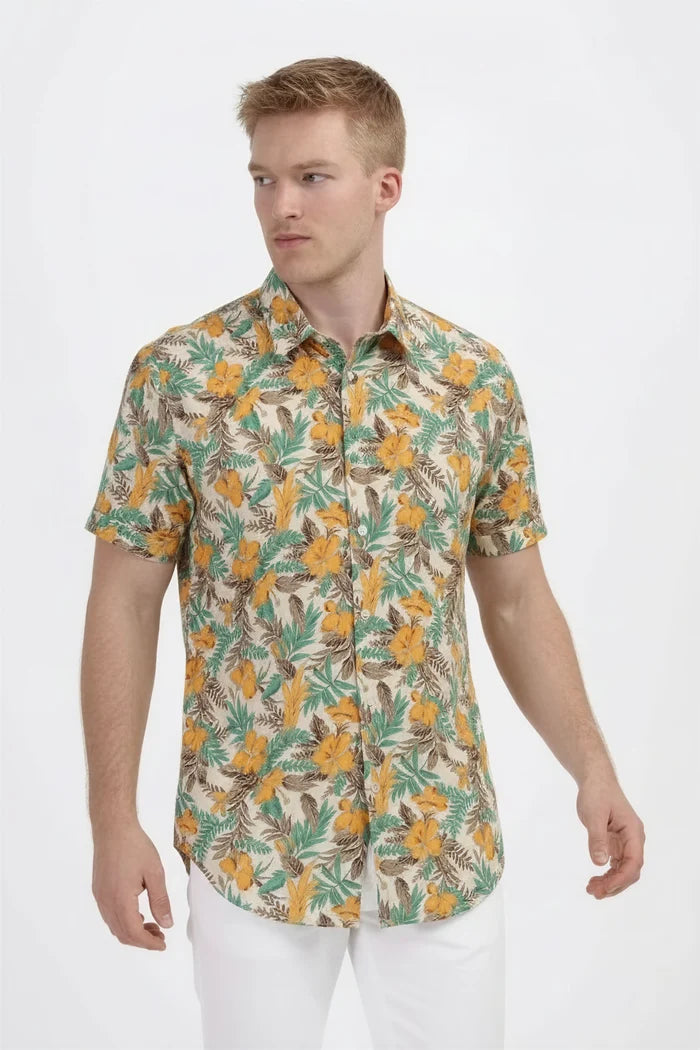 Korte mouw hawaii bloem