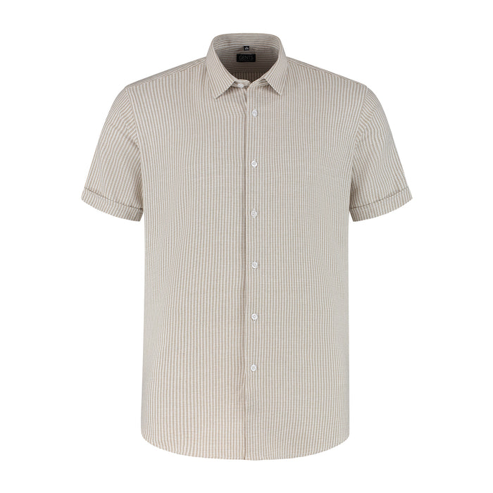 Korte mouw knit streep beige