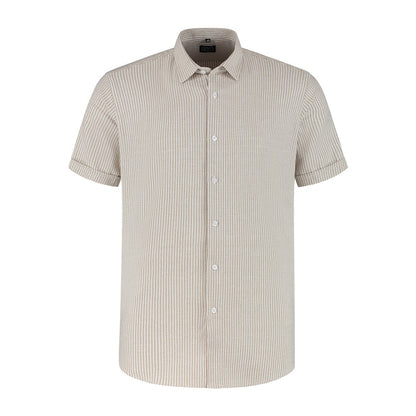 Korte mouw knit streep beige