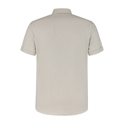 Korte mouw knit streep beige