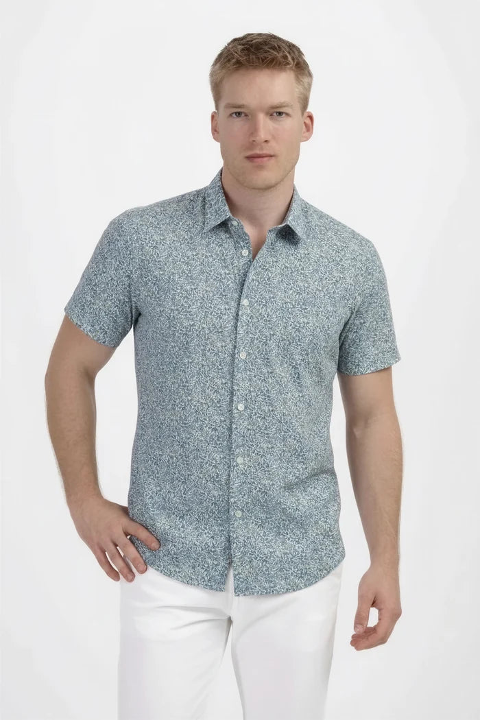 Korte mouw print blauw-groen