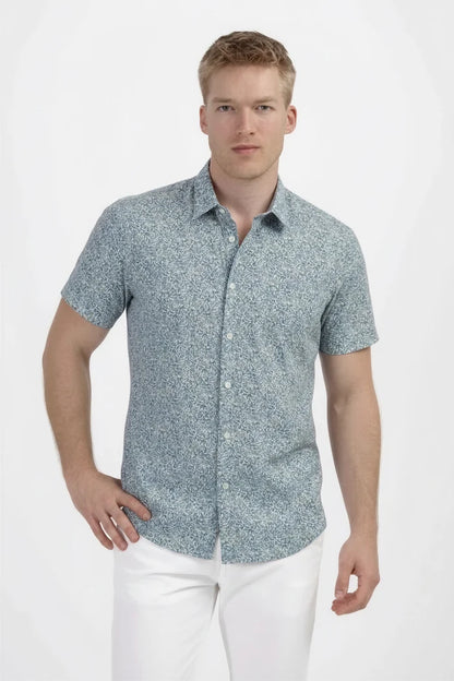 Korte mouw print blauw-groen