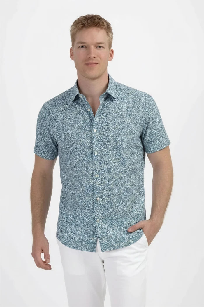 Korte mouw print blauw-groen