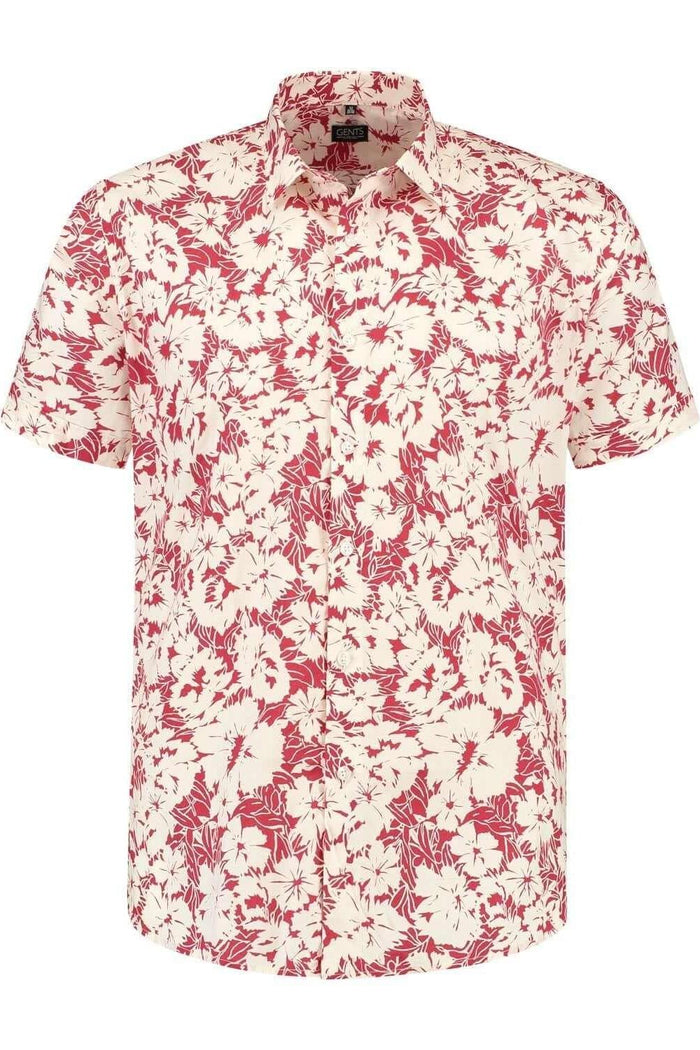 Korte mouw printbloem rood