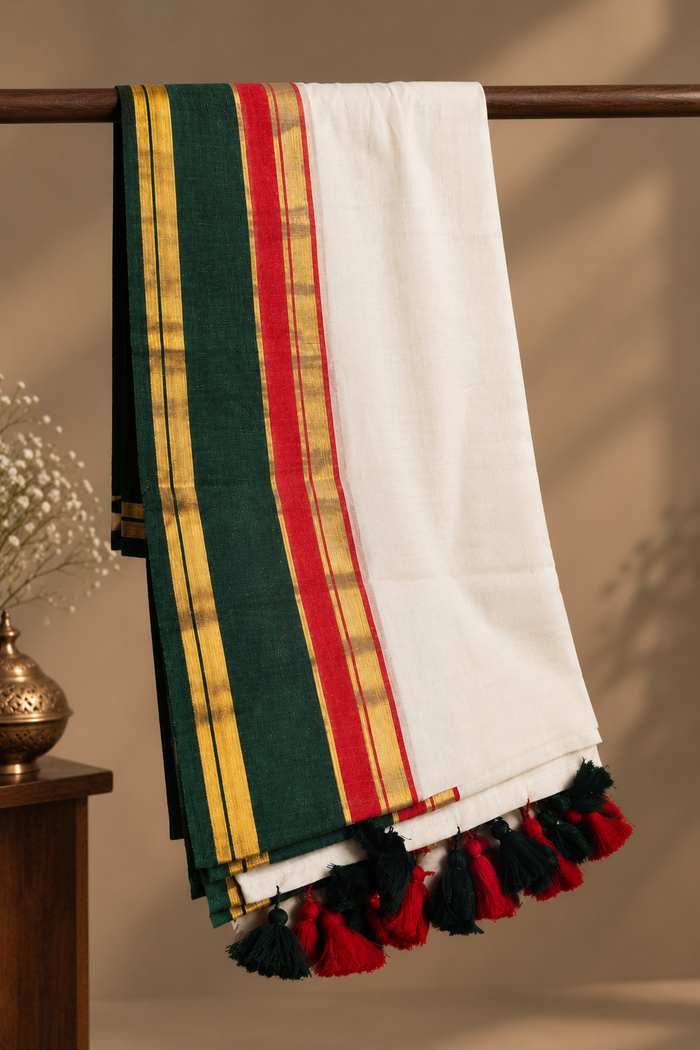 Indiehaat | Mul Cotton Handloom Saree White