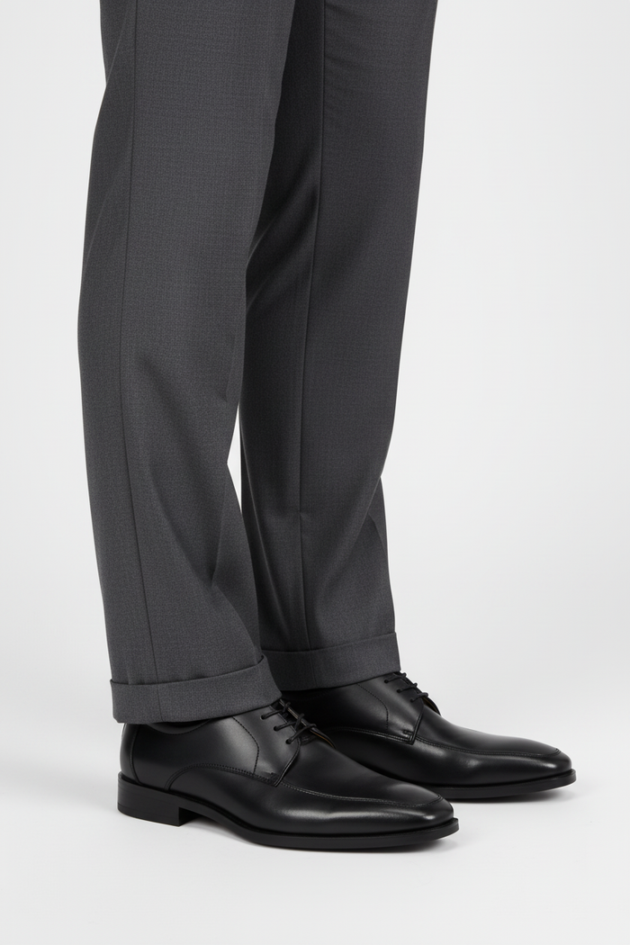 Leder classic Cognac elegante leren derby met houtlookhak en vaste binnenzool, perfect voor elke gelegenheid.
