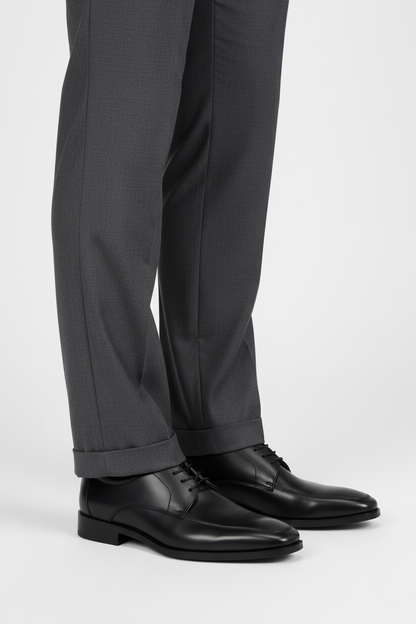 Leder classic Cognac elegante leren derby met houtlookhak en vaste binnenzool, perfect voor elke gelegenheid.