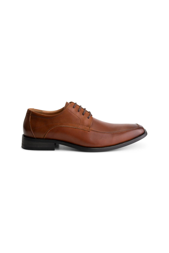 Leder classic Cognac elegante leren derby met vaste binnenzool en houtlookhak