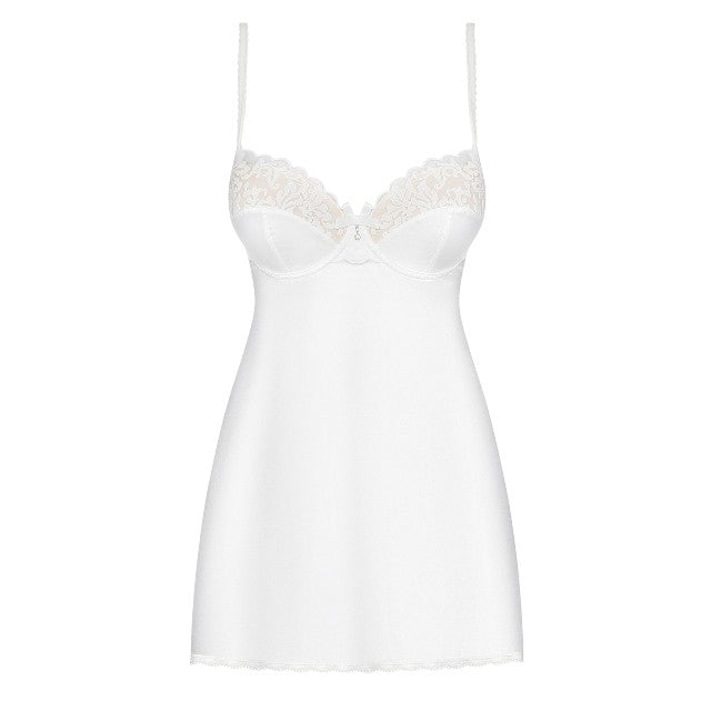 Lenjerie 2 piese chemise Obsessive 871, alb, S/M