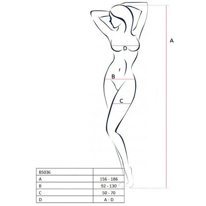 Lenjerie bodystocking Passion G-String BS032, One size, Negru