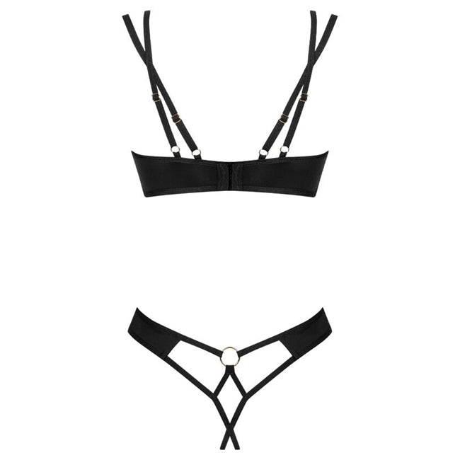 Lenjerie set 2 piese Obsessive Nesari, negru, marime M/L