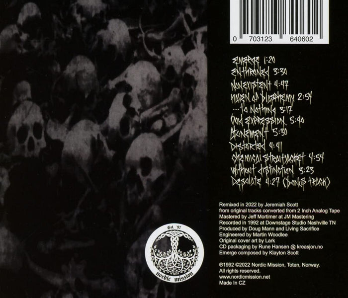 LIVING SACRIFICE - NONEXISTENT +1 Bonus (*NEW-CD, 2023, Nordic Mission) Remixed & Remastered!