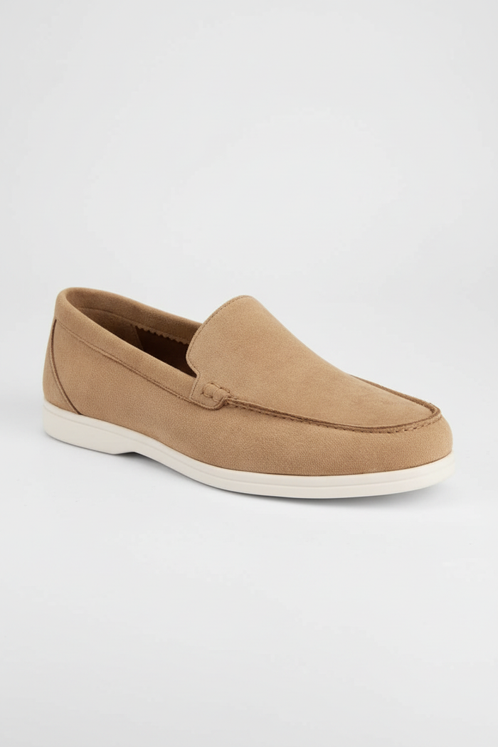 Loafer zand lichtgewicht microfiber loafers met ademend comfort en eenvoudige instap