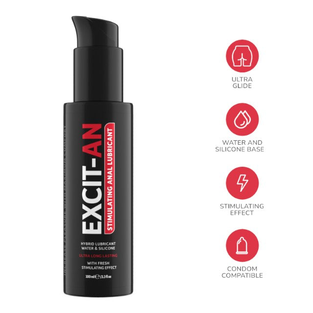 Lubrifiant anal EXCIT-AN, formulă hibridă pe bază de apă și silicon, cu efect de răcire, 100 ml