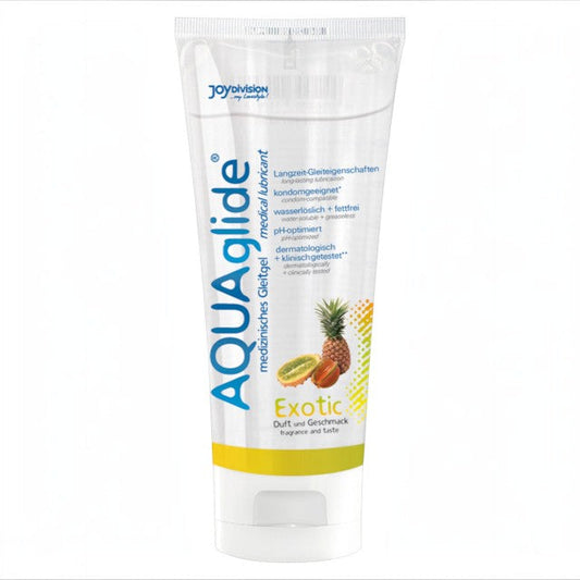 Lubrifiant cu aromă Aquaglide Exotic, pe bază de apă, cu aromă de fructe exotice, 100 ml