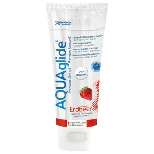 Lubrifiant cu aromă Aquaglide Strawberry, pe bază de apă, cu aromă de căpșuni, 100 ml