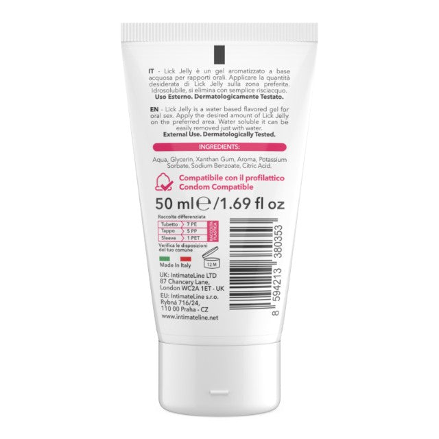 Lubrifiant cu aromă LICK JELLY Cherry, pe bază de apă, cu aromă naturală de cireșe, 50 ml