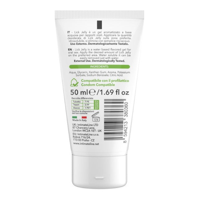 Lubrifiant cu aromă LICK JELLY Green Apple, pe bază de apă, cu aromă naturală de măr verde, 50 ml