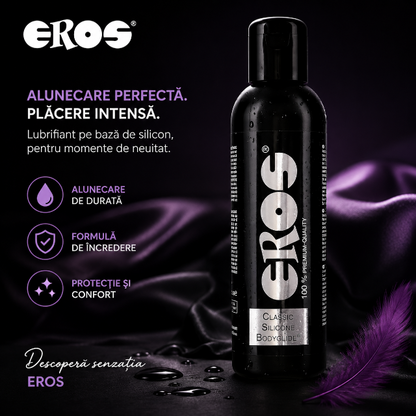 Lubrifiant EROS Classic Silicone Bodyglide, pe bază de silicon, efect de lungă durată, compatibil cu prezervative, 500 ml