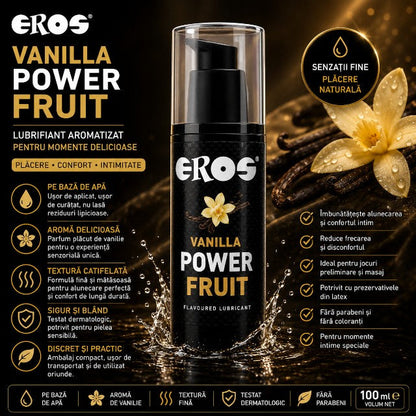 Lubrifiant Eros Power Fruit, foarte alunecos, pe bază mixtă, aromă Vanilie, 125 ml