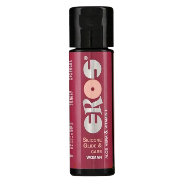 Lubrifiant EROS Silicone Glide & Care Woman, pentru femei, pe bază de silicon, cu aloe vera și vitamina E, 30 ml