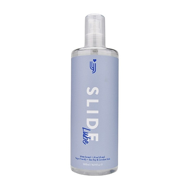 Lubrifiant pe bază de apă LOVING JOY Slide Lube, hidratant, vegan, compatibil cu jucării intime și prezervative, 500 ml
