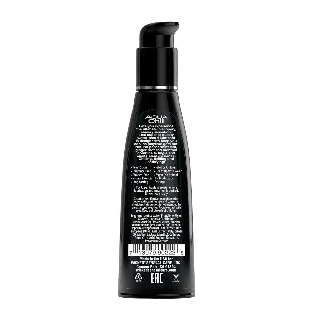 Lubrifiant pe bază de apă WICKED Aqua Chill, formulă inovatoare cu extract de frunză de măslin, efect de răcire, 120 ml