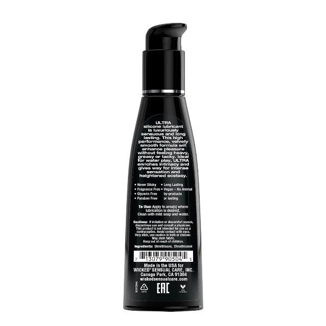 Lubrifiant pe bază de silicon WICKED Ultra, formulă premium cu efect de durată, fără parfum, fără parabeni, 120 ml