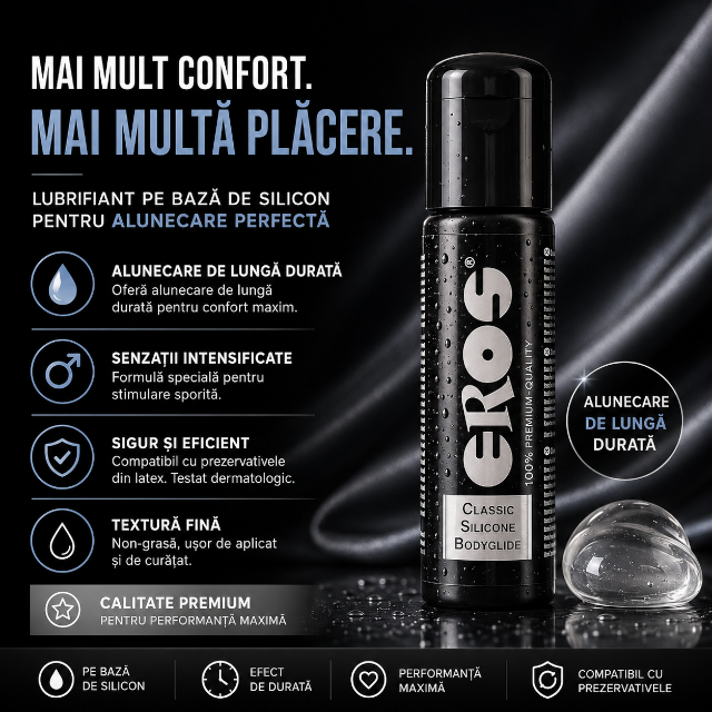 Lubrifiant premium, Eros Classic Silicone, pe bază de silicon, 100 ml