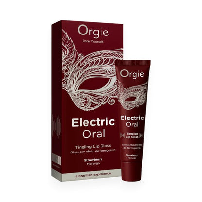 Luciu de buze pentru sex oral ORGIE Electric Oral, cu efect de stimulare, aromă de căpșuni, 10 ml