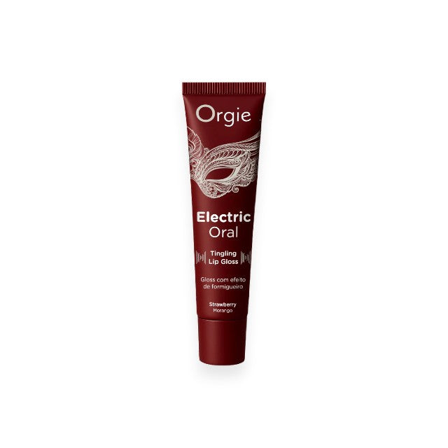 Luciu de buze pentru sex oral ORGIE Electric Oral, cu efect de stimulare, aromă de căpșuni, 10 ml