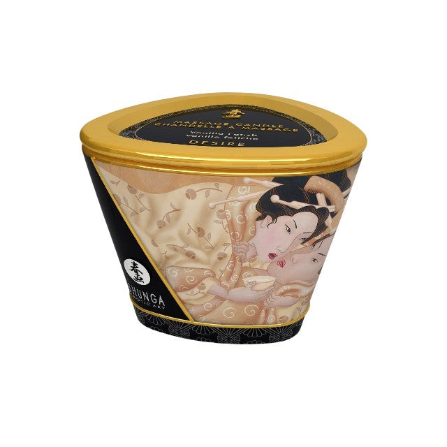 Lumânare pentru masaj SHUNGA Desire - Vanilla Fetish, cu uleiuri 100% naturale, aromă de vanilie, 170 ml