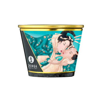 Lumânare pentru masaj SHUNGA Sensual - Island Blossoms, cu uleiuri 100% naturale, cu aromă de flori exotice, 170 ml
