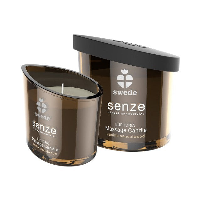 Lumânare pentru masaj SWEDE Senze Euphoria, cu aromă de lemn de santal și vanilie, 50 ml (maro)