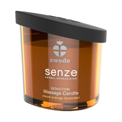 Lumânare pentru masaj SWEDE Senze Seduction, cu aromă de cuișoare, portocală și lavandă, 50 ml (portocaliu)