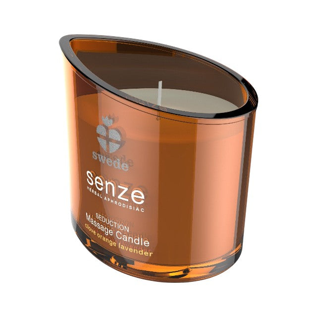 Lumânare pentru masaj SWEDE Senze Seduction, cu aromă de cuișoare, portocală și lavandă, 50 ml (portocaliu)
