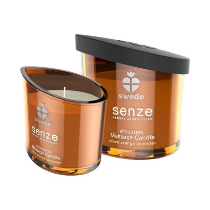 Lumânare pentru masaj SWEDE Senze Seduction, cu aromă de cuișoare, portocală și lavandă, 50 ml (portocaliu)