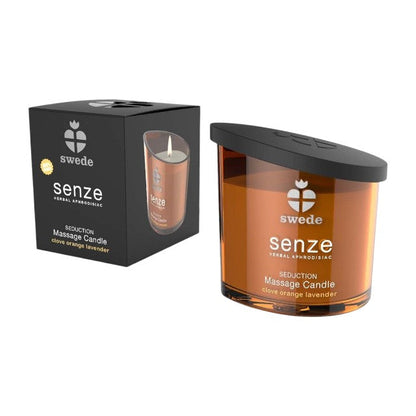 Lumânare pentru masaj SWEDE Senze Seduction, cu aromă de cuișoare, portocală și lavandă, 50 ml (portocaliu)