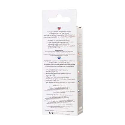 Manșon A-TOYS Fril, cu mini vibrator, pentru extensia și îngroșarea penisului, texturat, cu striații, transparent, 13.4 cm