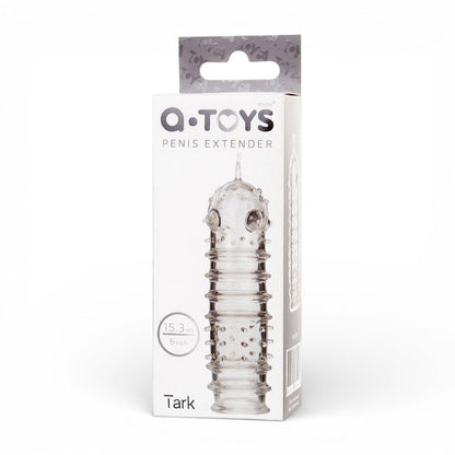 Manșon pentru penis A-TOYS Tark, pentru îngroșare și stimulare intensă, texturat, cu striații, transparent, 14 cm