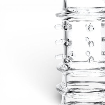 Manșon pentru penis A-TOYS Tark, pentru îngroșare și stimulare intensă, texturat, cu striații, transparent, 14 cm