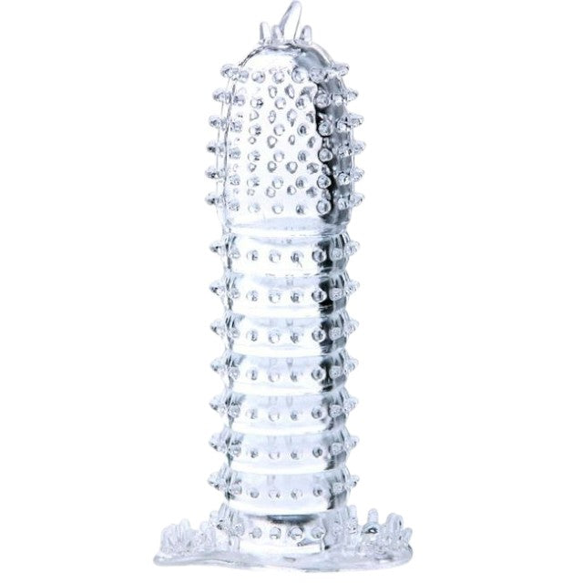 Manșon pentru penis BAILE Penis Sleeve, pentru stimulare intensă și îngroșare, lungime 14 cm, din silicon, transparent
