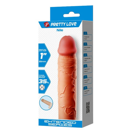 Manșon PRETTY LOVE Nile, din TPR, pentru extensia și îngroșarea penisului, +2.5 cm în lungime, culoarea pielii
