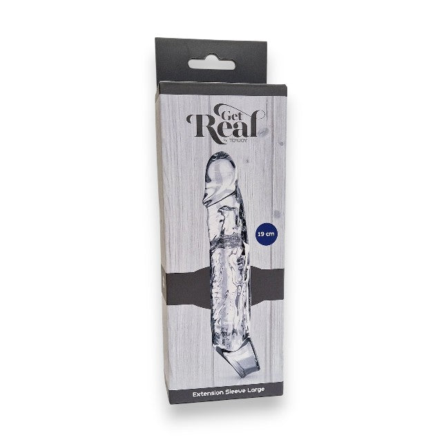 Manșon realist Get Real by TOY JOY, lungime 19 cm, din material moale TPE, transparent